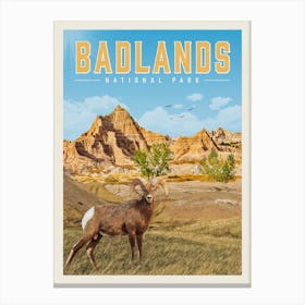 Badlands Travel Poster Canvas Print