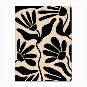 Black and Beige Flowers Canvas Print