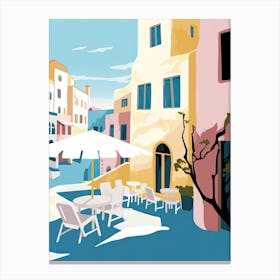 Oia, Greece, Flat Pastels Tones Illustration 4 Canvas Print