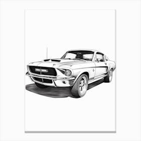 Ford Mustang Line Drawing 13 Canvas Print
