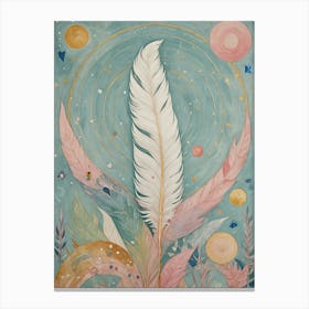 Pastel Whimsical White Feather Canvas Print