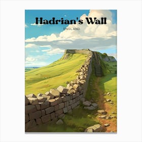 Hadrian's Wall England Historic Landmark Travel Art Illustration Canvas Print