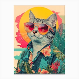 Vintage Retro Poster Cool Cat 1 Canvas Print