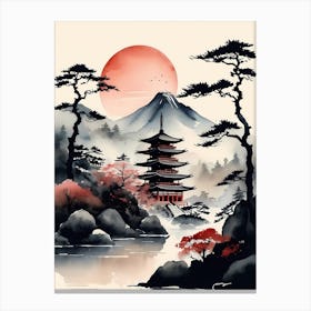 Japanese Landscape Watercolor Painting (39) Canvas Print
