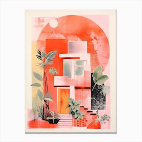 A House In Lisbon, Abstract Risograph Style 1 Canvas Print