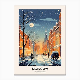 Winter Night  Travel Poster Glasgow United Kingdom 2 Canvas Print