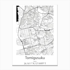 Tomigusuku,Japan Minimalist Map Canvas Print