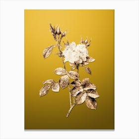Gold Botanical Autumn Damask Rose on Mango Yellow Canvas Print