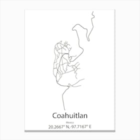 Coahuitlan,Mexico Minimalist Map Canvas Print