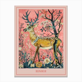 Floral Animal Painting Reindeer 1 Poster Canvas Print