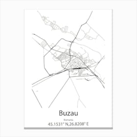 Buzau,Romania Minimalist Map Canvas Print