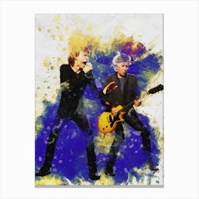 Smudge Mick Jagger And Keith Richards In Live Concert Canvas Print