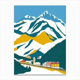 Schladming, Austria Midcentury Vintage Skiing Poster Canvas Print