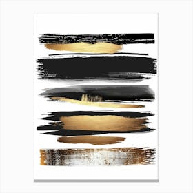 Gold And Black Brush Strokes 9 Canvas Print