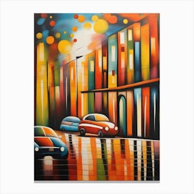 Cars In The Rain Canvas Print