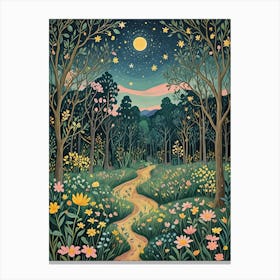 Forest Flowers At Night Canvas Print