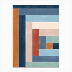 Geometric Painting in Terracotta and Blue No.2 Canvas Print