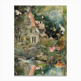 Fairytale Monet Pond Scrapbook Collage 7 Canvas Print