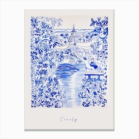 Sicily Italy Blue Drawing Poster Canvas Print