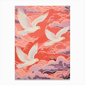 Vintage Japanese Inspired Bird Print Dove 1 Canvas Print