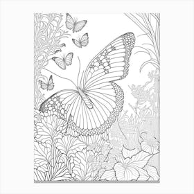 Butterfly In Garden William Morris Inspired 1 Canvas Print