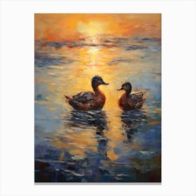 Ducklings In The Sunset Canvas Print