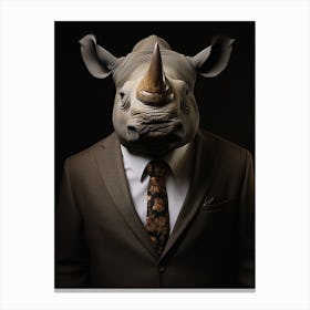 Rhinoceros Wearing A Suit 3 Canvas Print