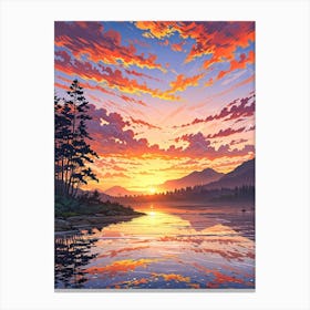 Sunset Over The Lake 2 Canvas Print