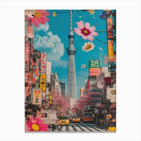Tokyo   Retro Collage Style 4 Canvas Print