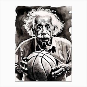 Albert Einstein Playing Basketball Abstract Painting (6) Canvas Print