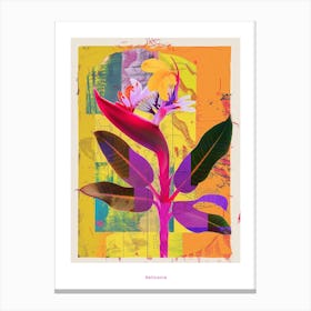 Heliconia 1 Neon Flower Collage Poster Canvas Print