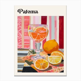 Paloma Retro Cocktail Poster Canvas Print