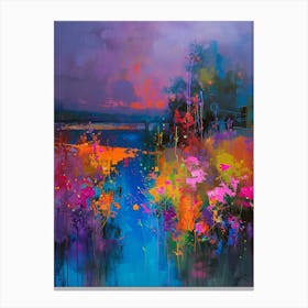 'Flowers By The Lake' Canvas Print