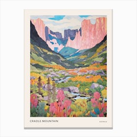 Cradle Mountain Australia 2 Colourful Mountain Illustration Poster Canvas Print