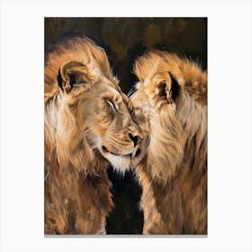 Barbary Lion Rituals Acrylic Painting 3 Canvas Print