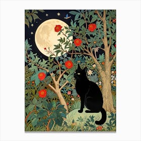 William Morris Black Cat In The Moonlight 12 Canvas Print