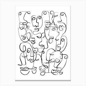 People Faces Line Drawing Canvas Print