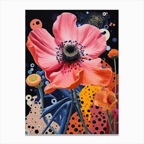 Surreal Florals Pink Flower 5 Flower Painting Canvas Print