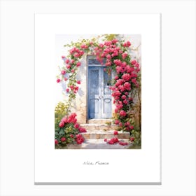 Nice, France   Mediterranean Doors Watercolour Painting 1 Poster Canvas Print