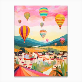 Hot Air Ballons In Capodoccia Turkey Travel Painting Housewarming Colourful Canvas Print