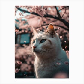 Cat In Cherry Blossoms 7 Canvas Print