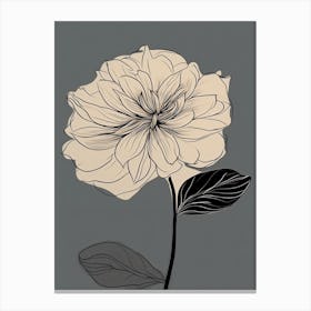 Dahlia Line Art Flowers Illustration Neutral 2 Canvas Print