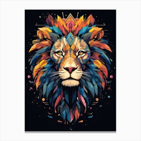 Lion Art Painting Geometric Abstraction Style 1 Canvas Print