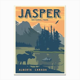 Jasper National Park Alberta Canada Travel Poster Canvas Print