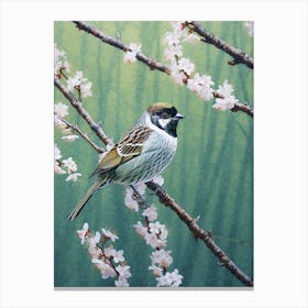 Ohara Koson Inspired Bird Painting Sparrow 1 Canvas Print