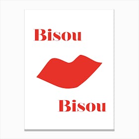 Bisou Bisou Kiss Kiss French Inspired Retro Canvas Print