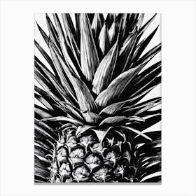 Pineapple - Black And White Drawing Canvas Print