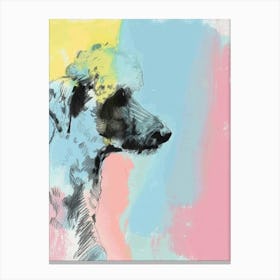 Poodle Dog Pastel Line Watercolour Illustration  3 Canvas Print
