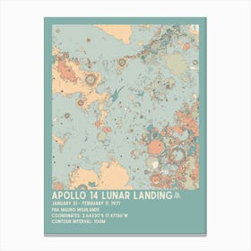 Apollo 14 Lunar Landing Site Vintage Moon Map Canvas Print