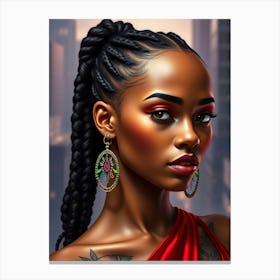 Black Woman With Braids Canvas Print